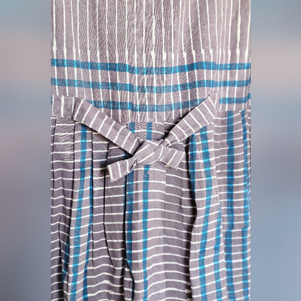 Marketplace Handwork Of India Indigo Striped Embroidered Cotton Maxi Dress - Picture 6 of 8